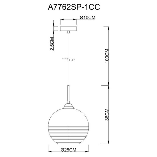 Подвесной светильник Arte Lamp Wave A7762SP-1CC Подвесной светильник Arte Lamp Wave A7762SP-1CC