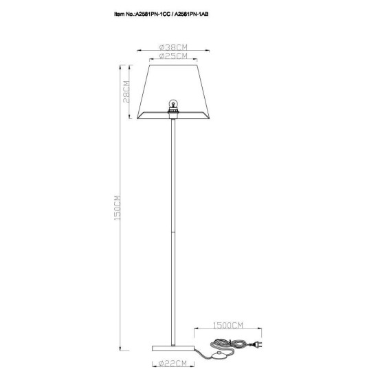 Торшер Arte Lamp Elba A2581PN-1CC Торшер Arte Lamp Elba A2581PN-1CC